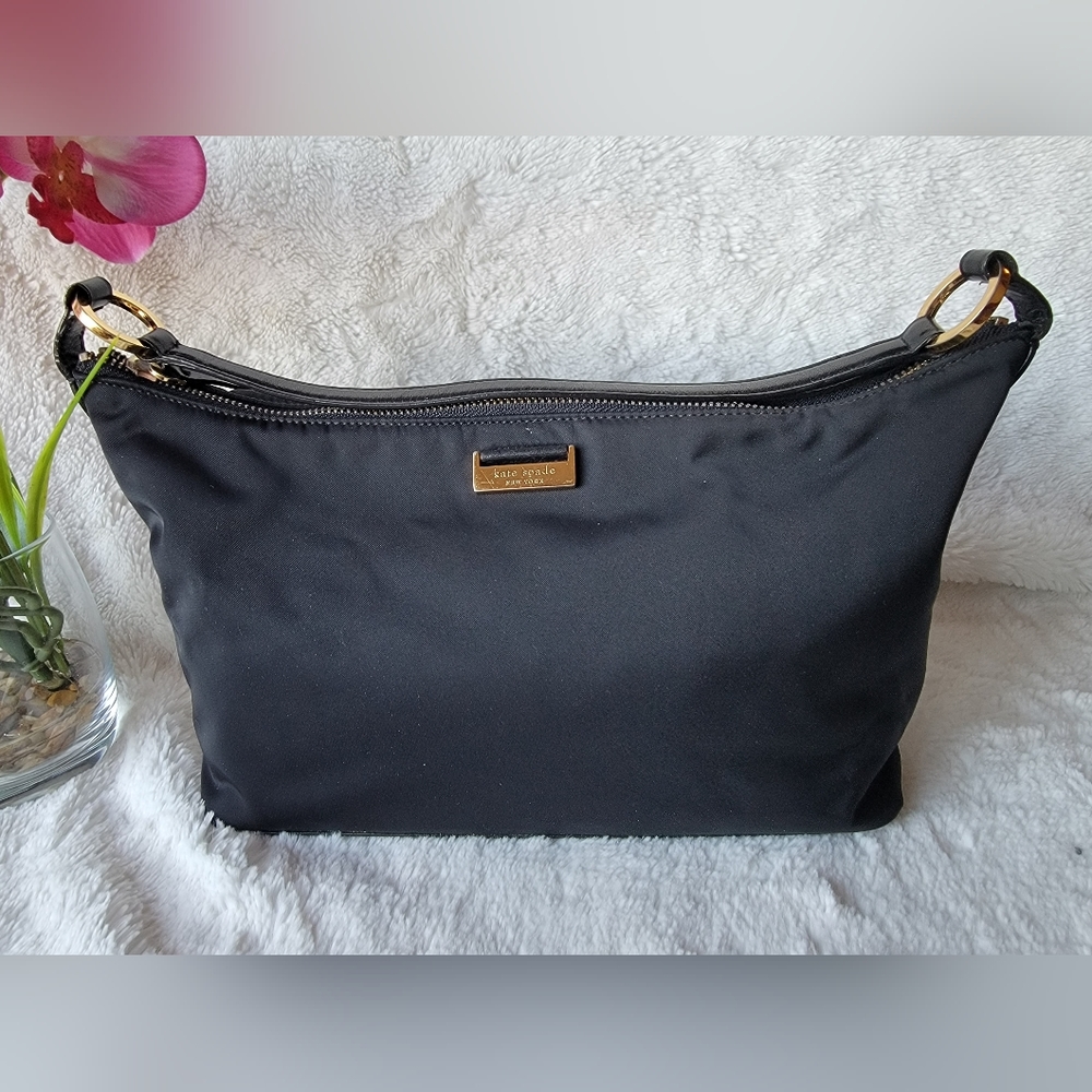 Kate Spade Nylon/Leather Shoulder Purse With Gold Hardware